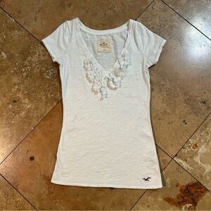 Vintage Hollister Women’s Fringe/Ruch Vneck Top size Small